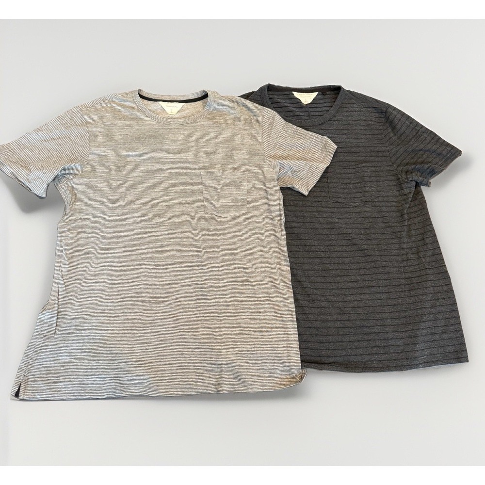 Lot Of 2 Rag & Bone Unisex Striped Cotton Short Sleeve T-shirt Sz L Handmade